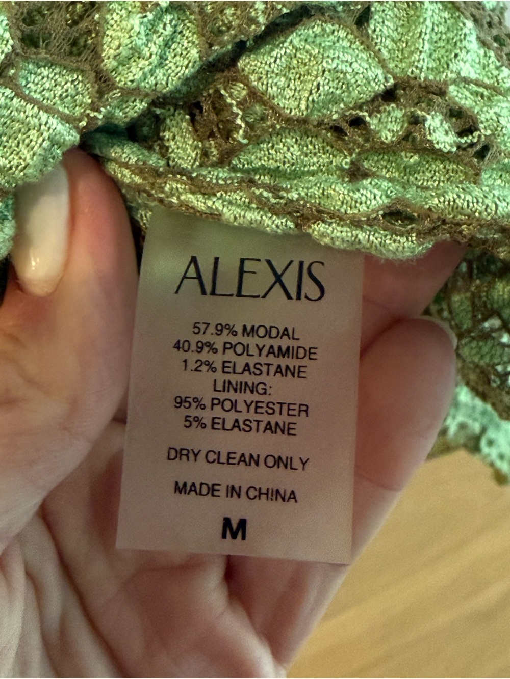 Alexis Sage Green Lace Long-Sleeve High-Neck Maxi Dress- size medium - Picture 6 of 13